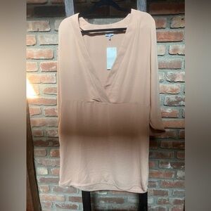 Tobi Dress oversized loose surplice neckline NWT l cream button sleeves Sz Large